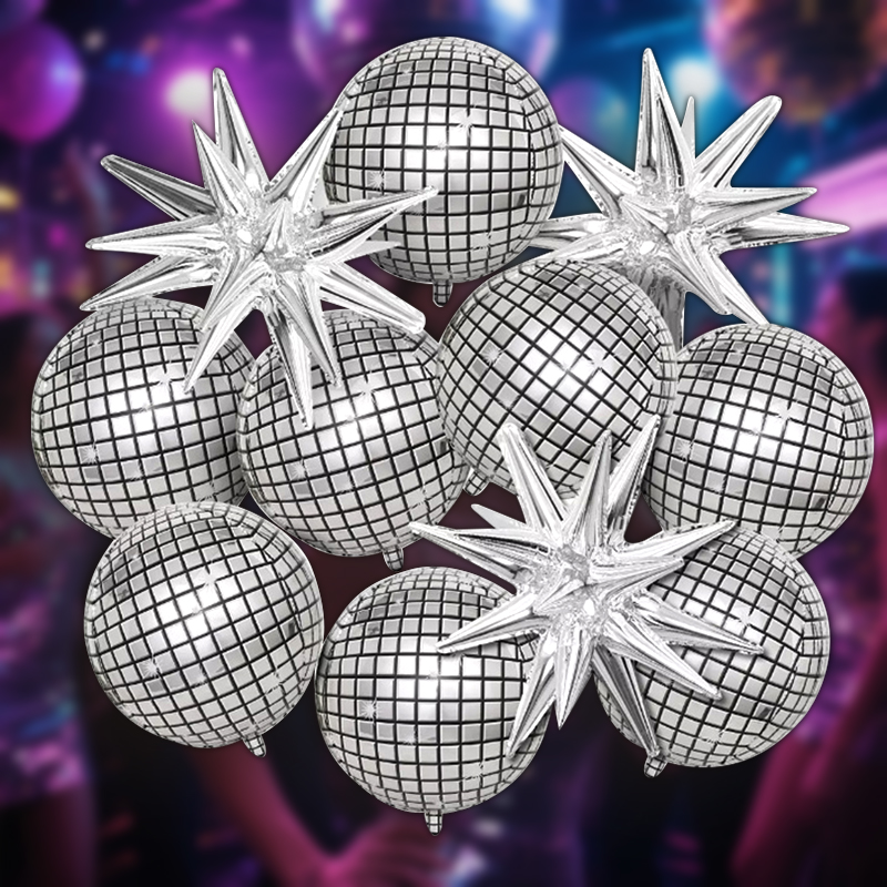 Supply Wedding Venue - 8pcs Silver Disco Explosion Star Aluminum