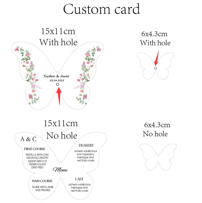 Custom Elegant Butterfly Menu  - Wedding Supply Business 评论和价格