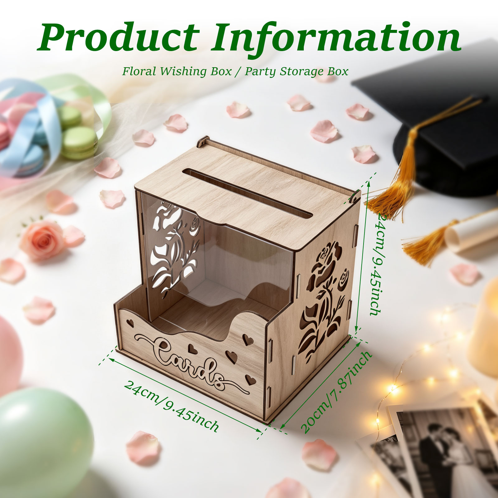 Wooden Party Card Box with Acr - Wedding Card Box 评论和价格
