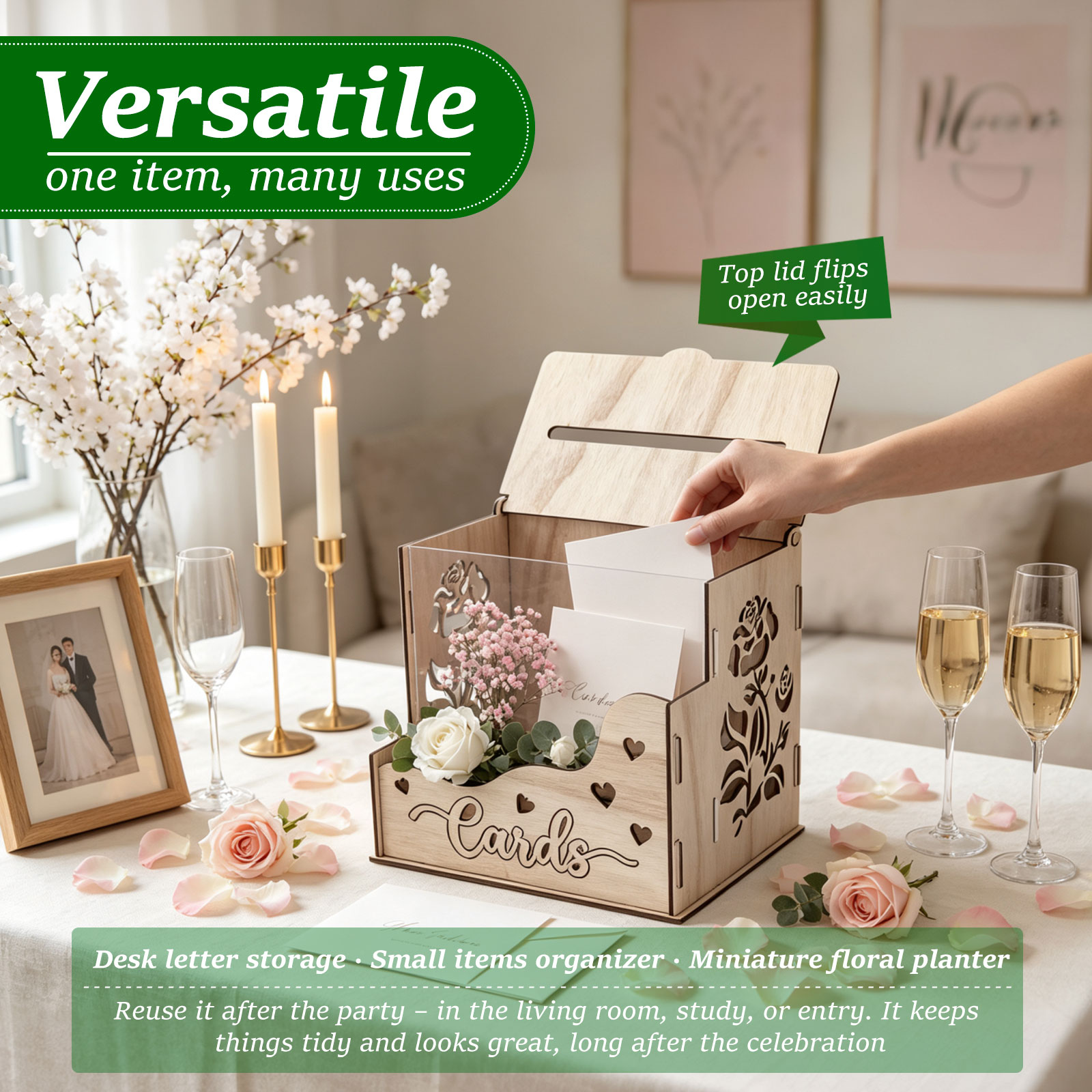 Wooden Party Card Box with Acr - Wedding Card Box 评论和价格