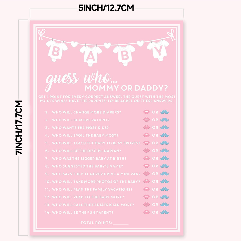 10pcs Baby Shower Guess Who Mo - Wedding Supply Business 评论和价格