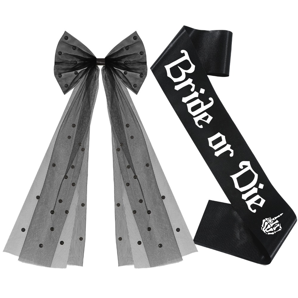 3pcs Gothic Black Bachelorette - Bride Tribe Sash 评论和价格