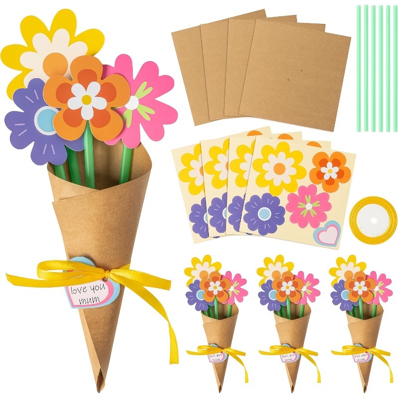 100Pcs DIY Flower Bouquet Kit  - Papercraft Supply Ribbon 评论和价格