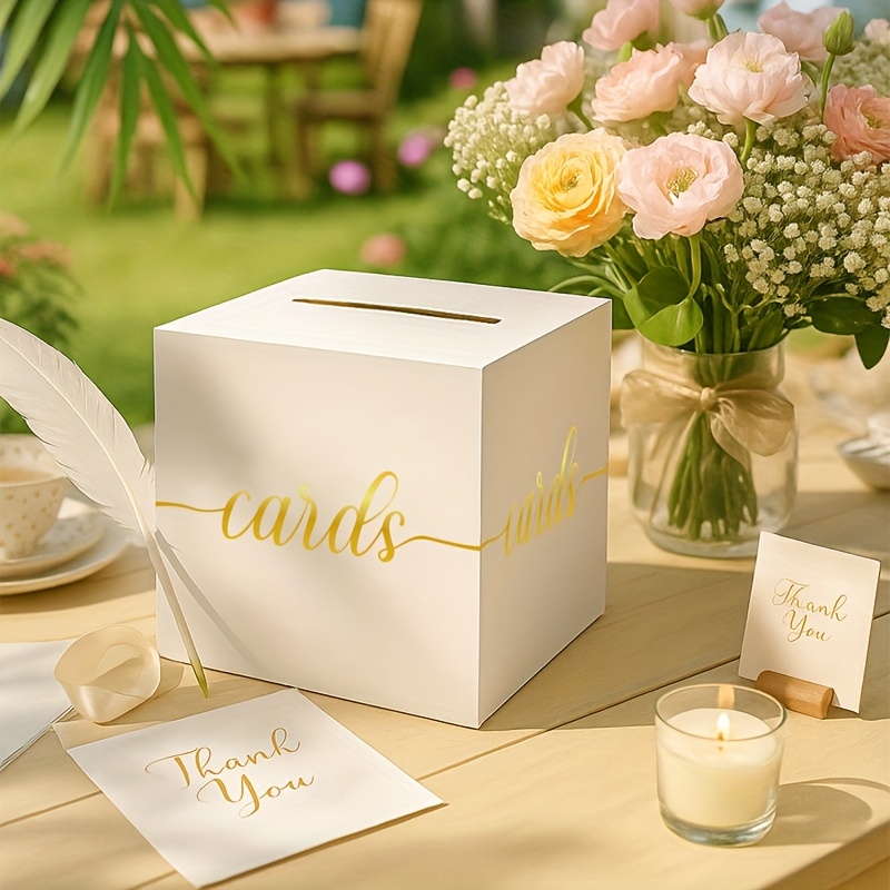 4pcs White Wedding Card with G - Wedding Card Box 评论和价格