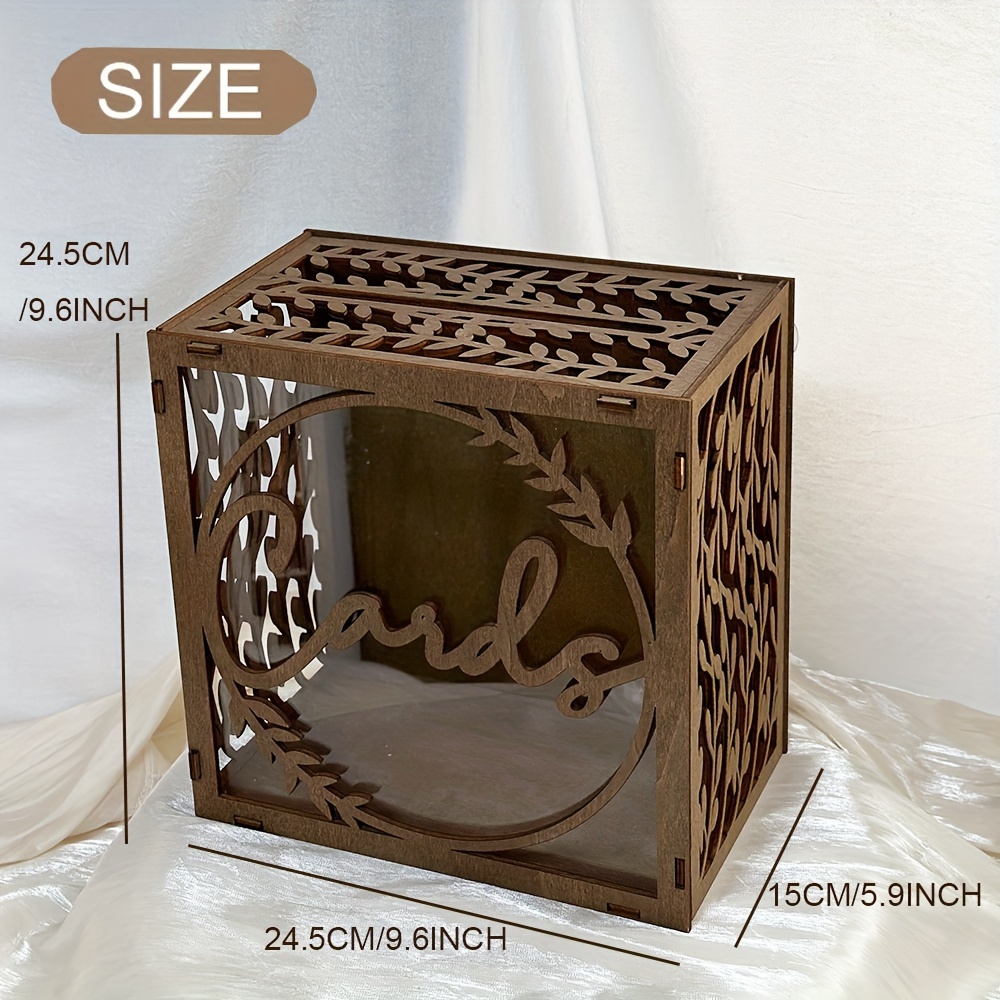 1pc Brown Wooden Wedding Card  - Wedding Card Box 评论和价格
